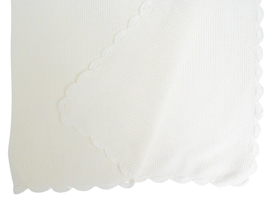 Close-up of ivory moss stitch knit showing texture and softness.