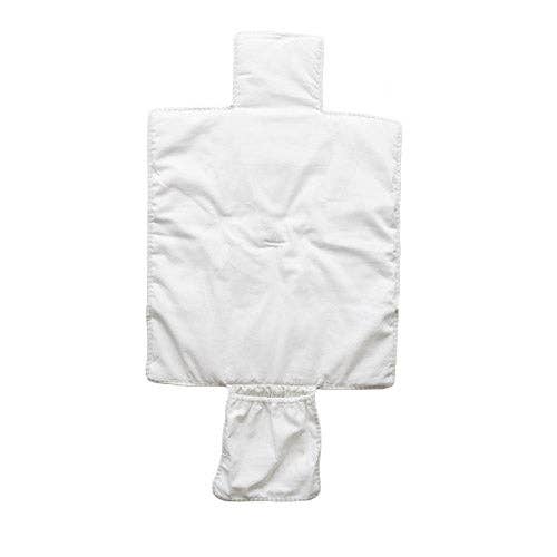 Portable pink stripe baby changing mat designed for nappy changes on the go.