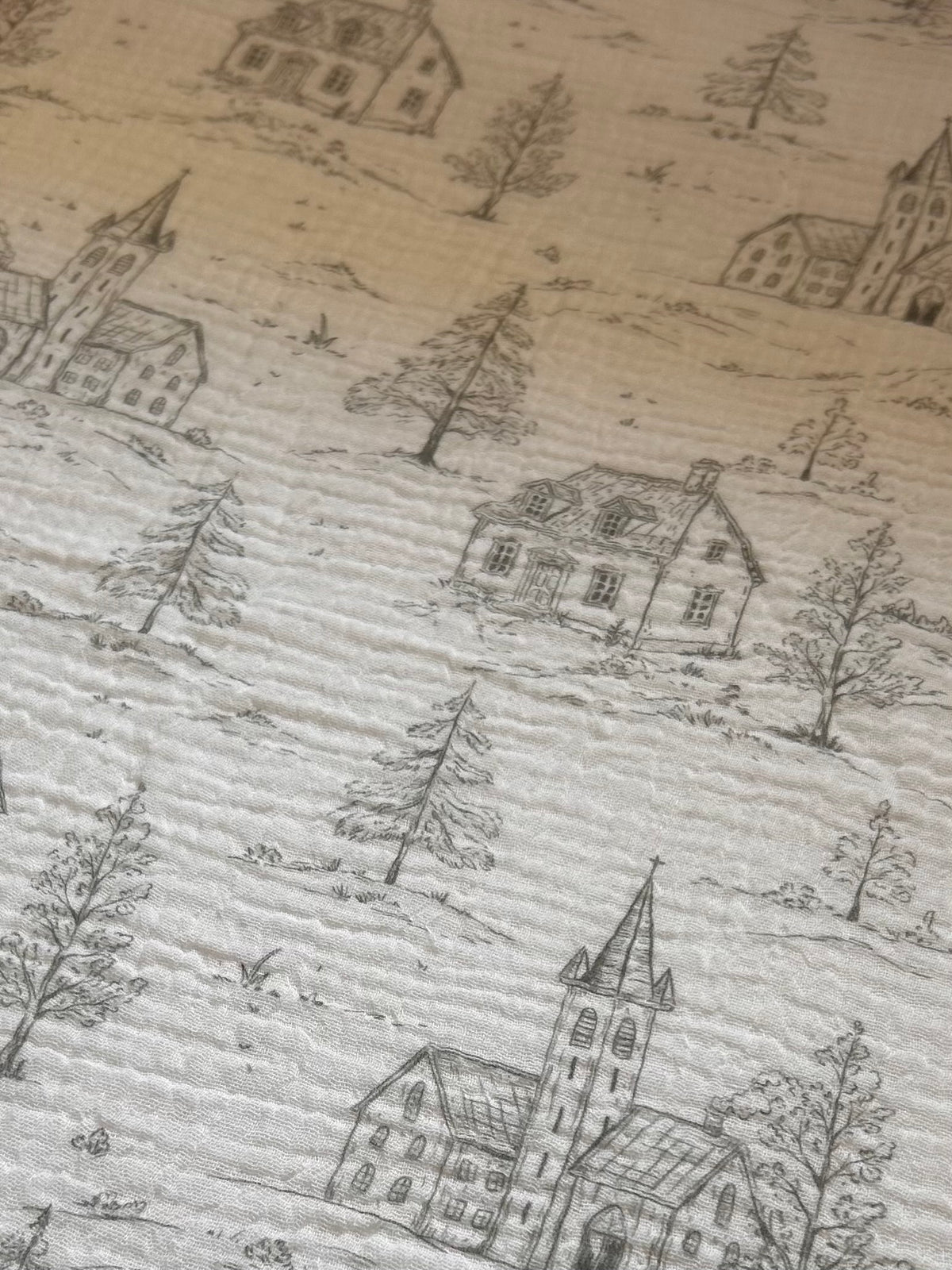 Christmas Toile Organic Muslin Cot Sheet