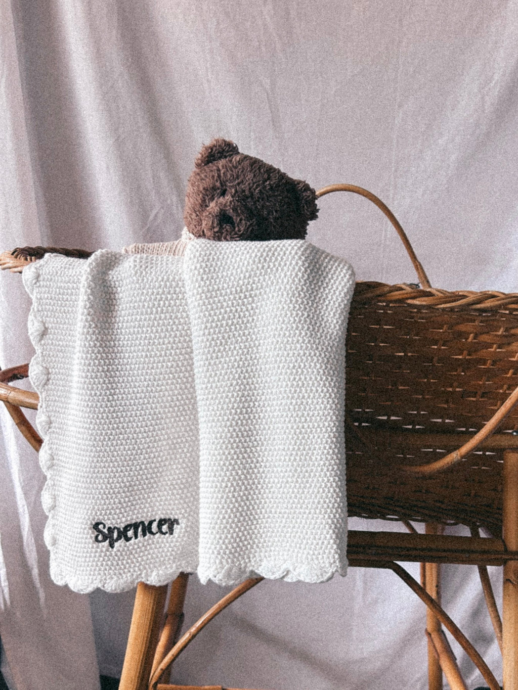 Mini Moss Stitch Baby Blanket Ivory