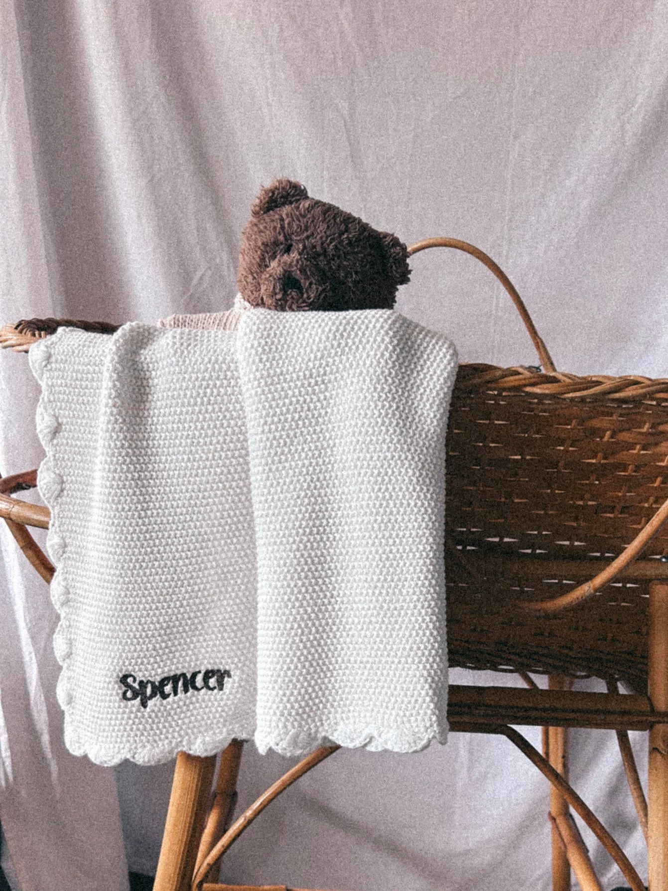 Mini Moss Stitch Baby Blanket Ivory