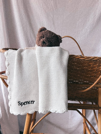 Mini Moss Stitch Baby Blanket Ivory
