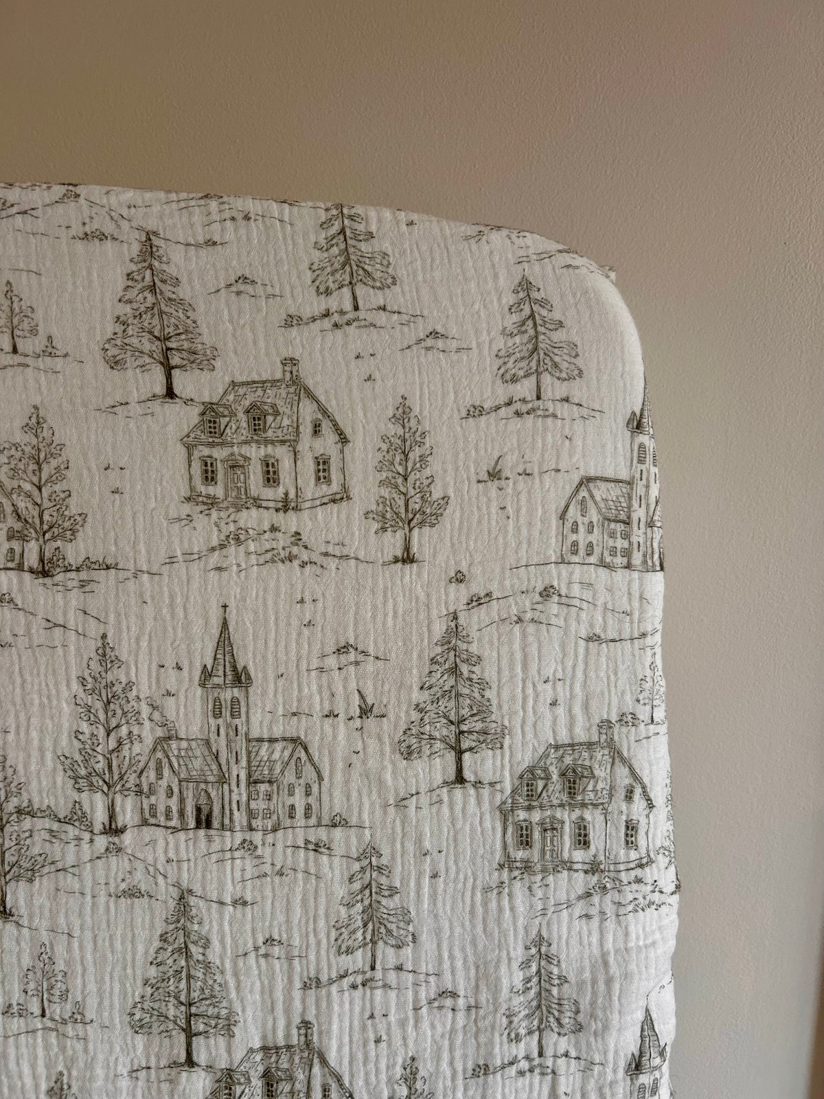 Christmas Toile Organic Muslin Cot Sheet
