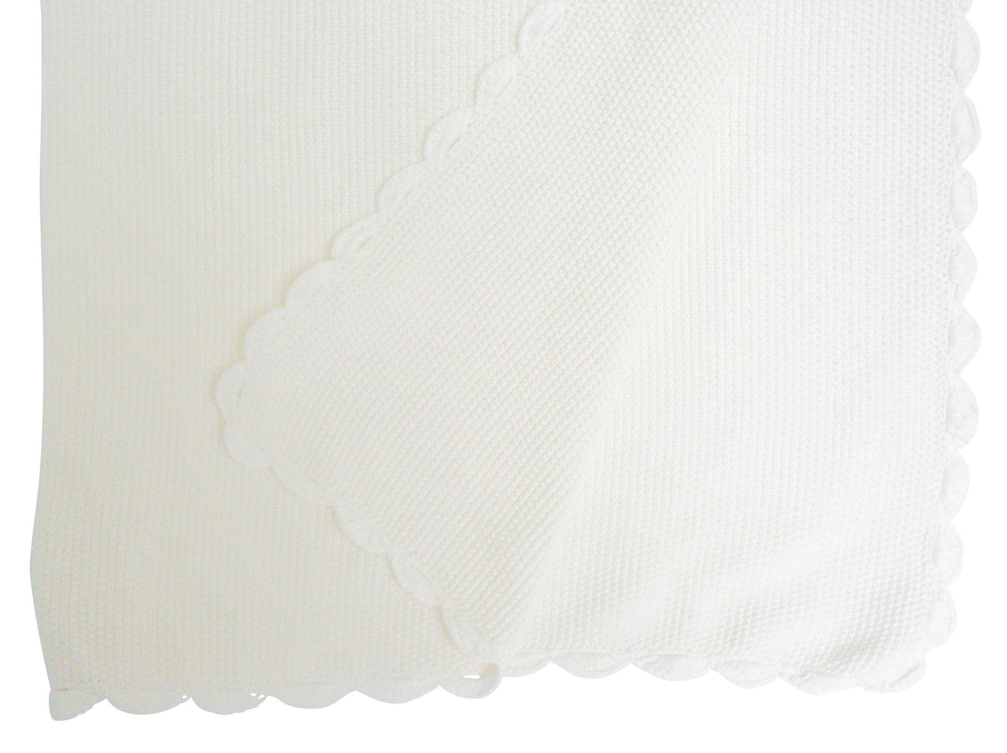 Close-up of ivory moss stitch knit showing texture and softness.