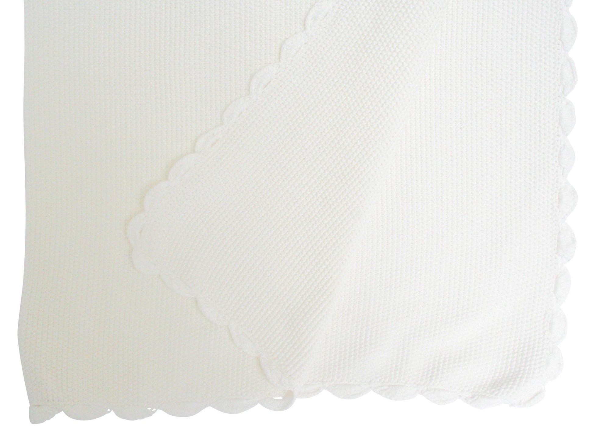 Close-up of ivory moss stitch knit showing texture and softness.