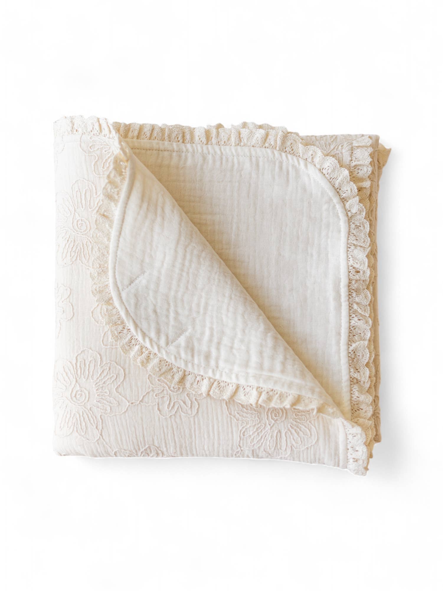 Muslin Blanket / Natural Embroidered: Large