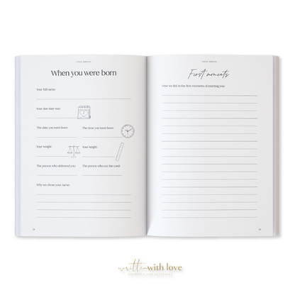 Baby Memory Book with Keepsake Box - Oatmeal