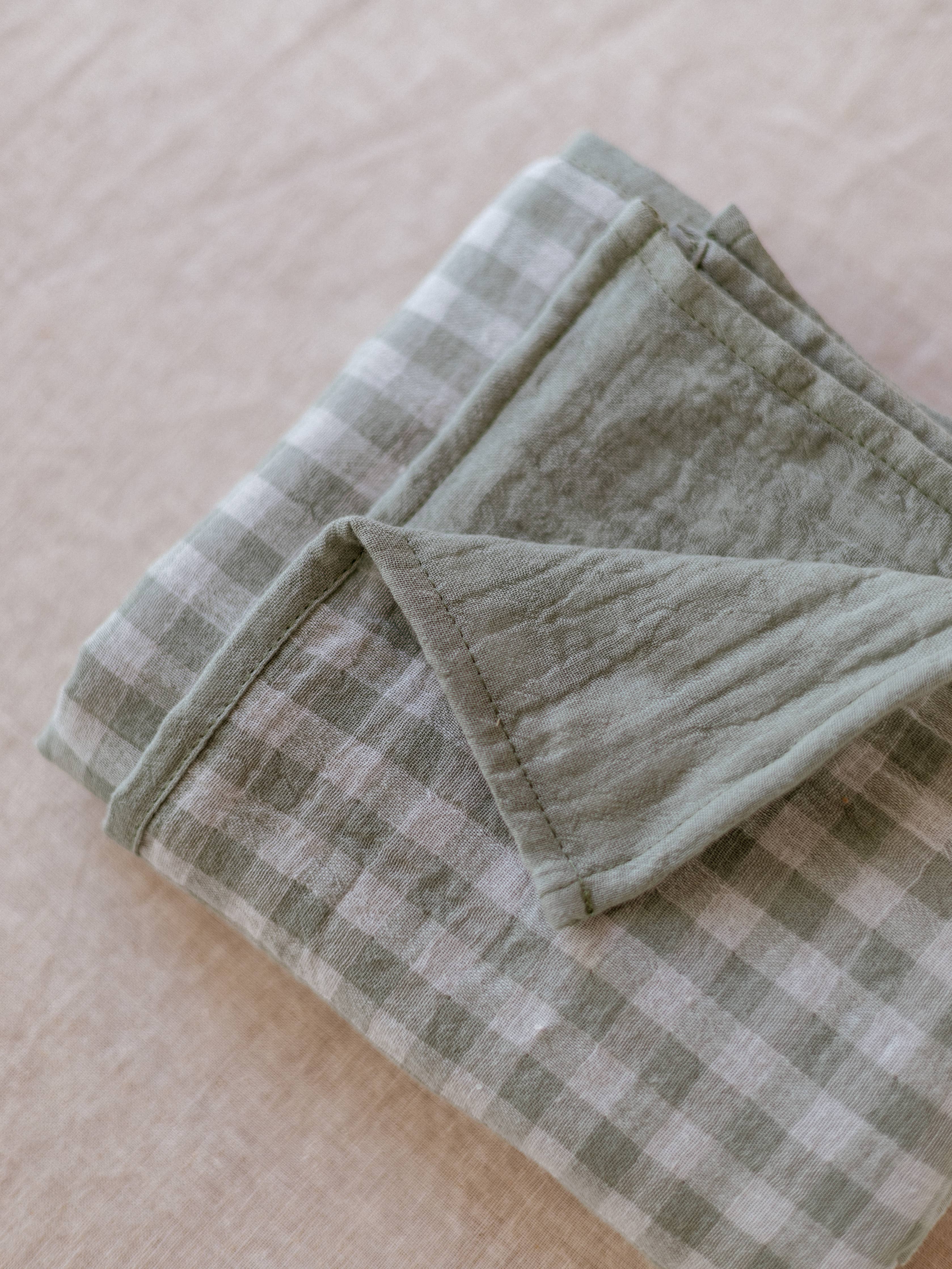 Muslin Swaddle / Sage Checkers: Large