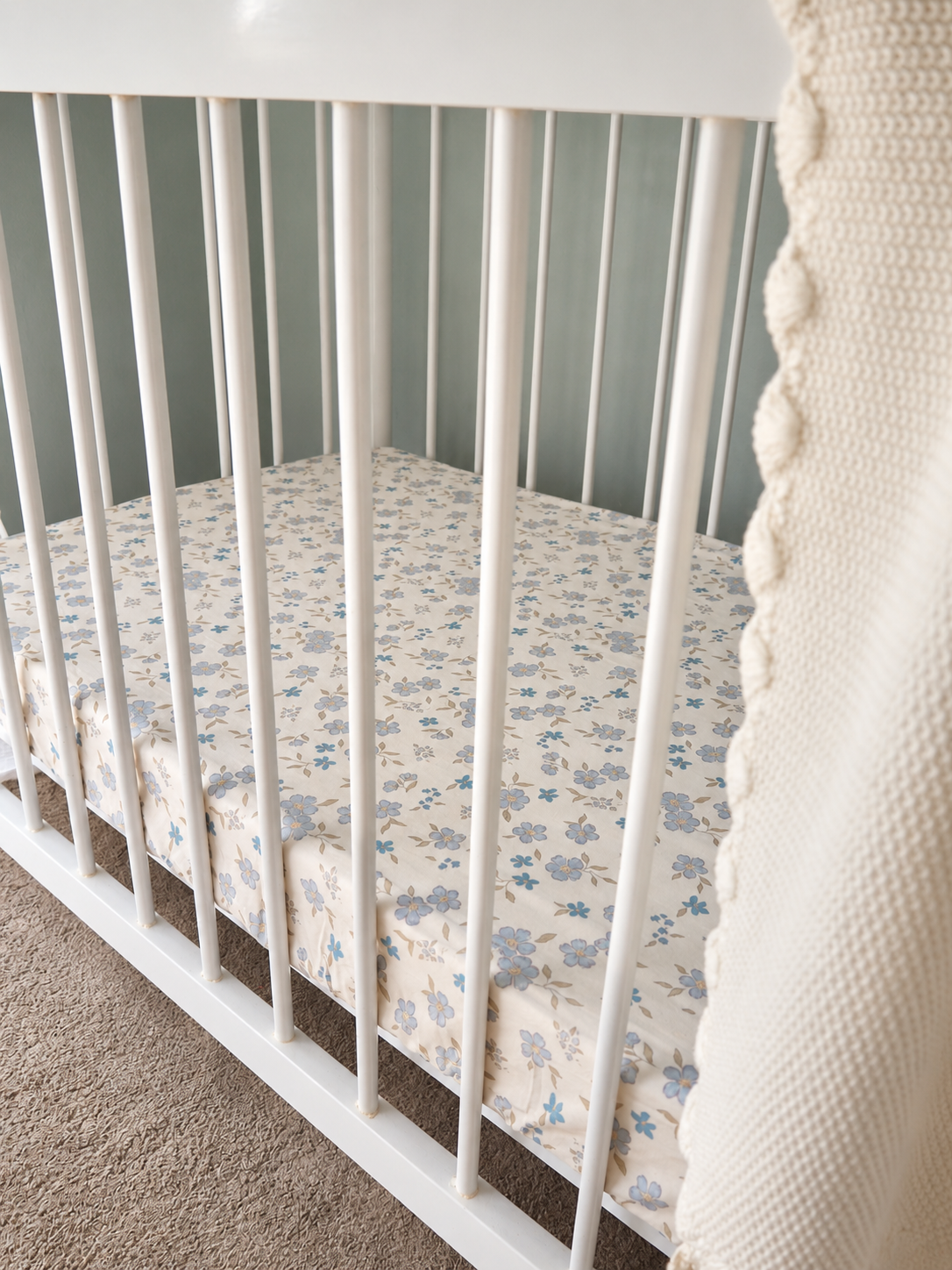 Forget Me Not Floral Cot Sheet