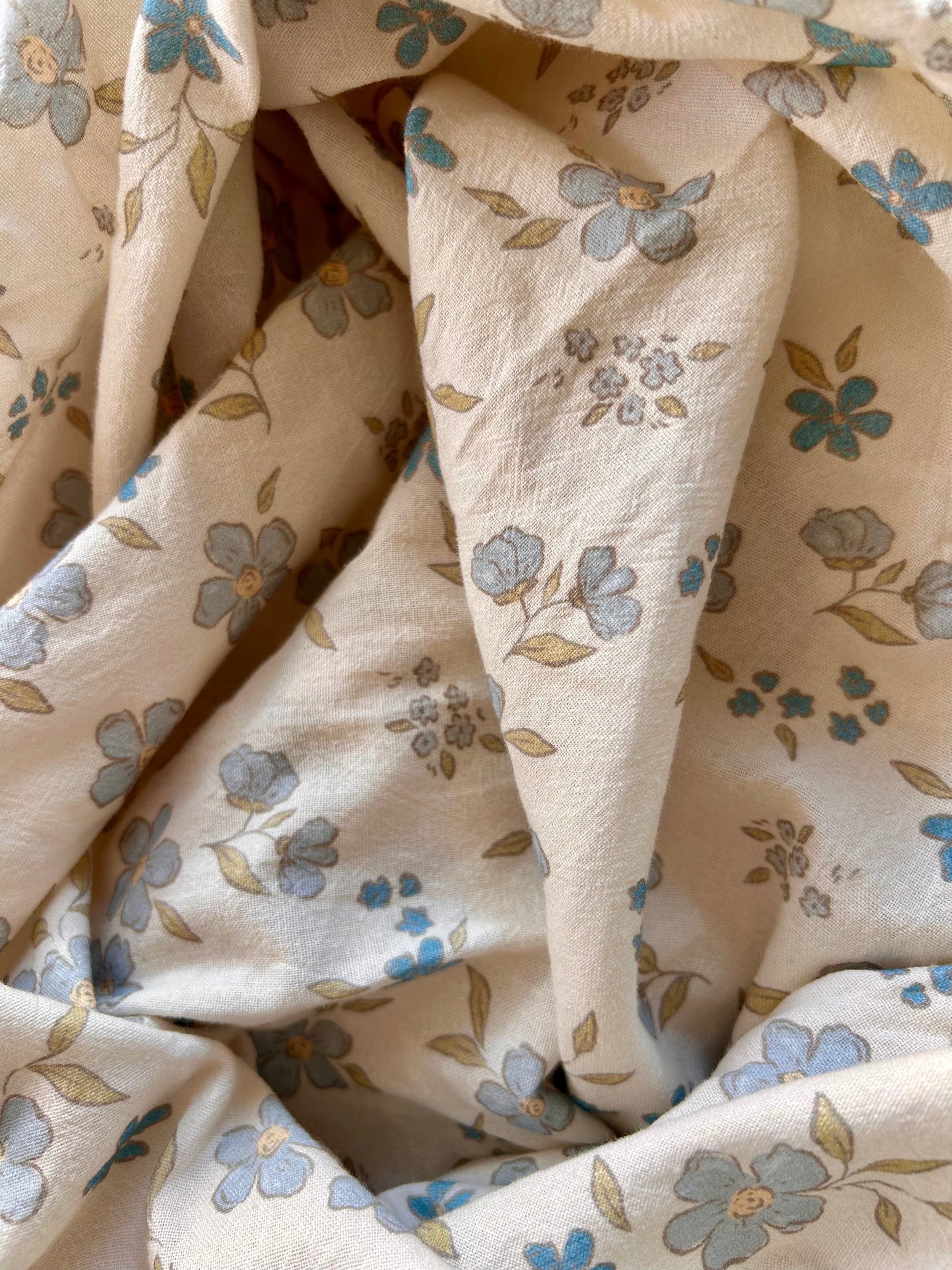 Forget Me Not blue floral organic cotton cot sheet