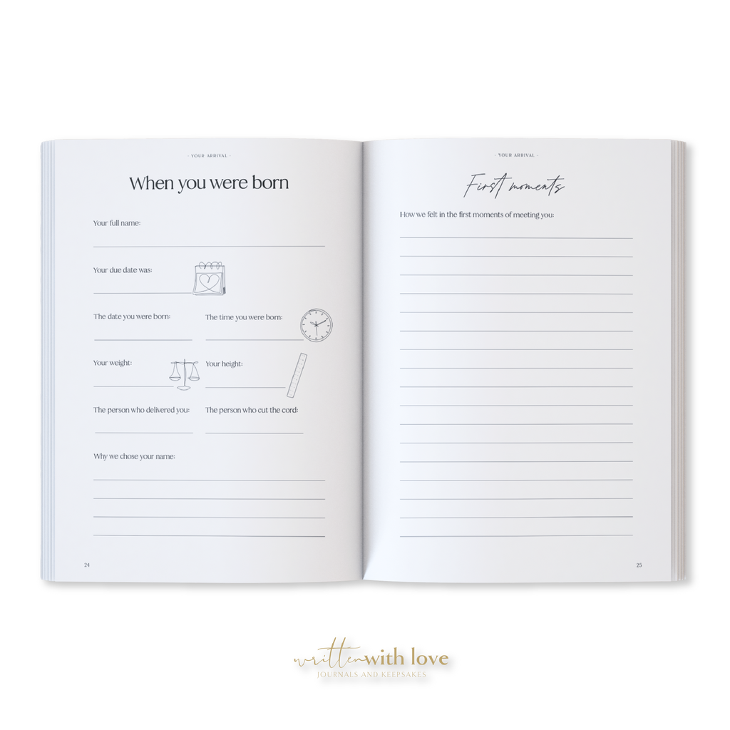 Baby Memory Book with Keepsake Box - Oatmeal