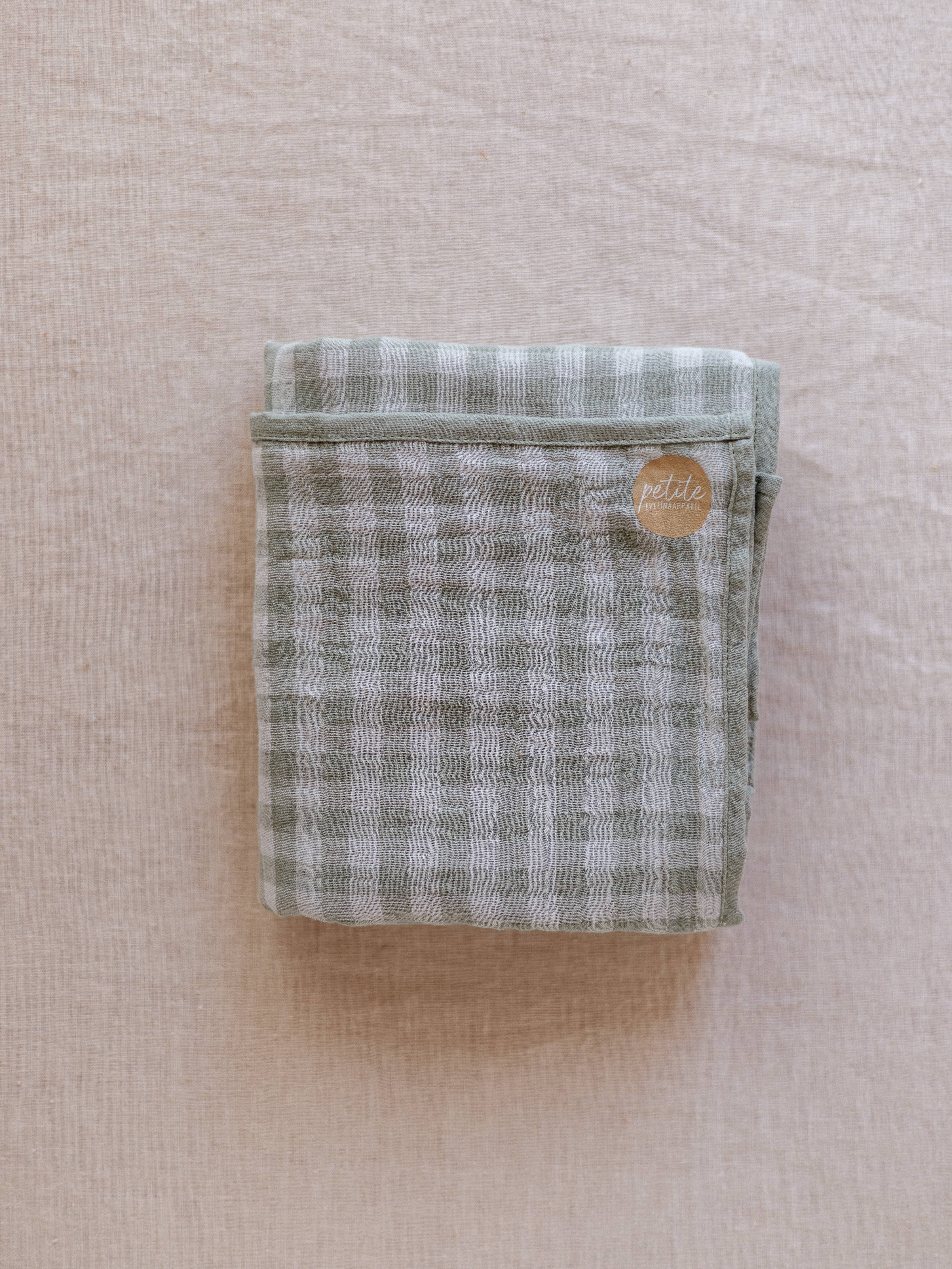 Muslin Swaddle / Sage Checkers: Large