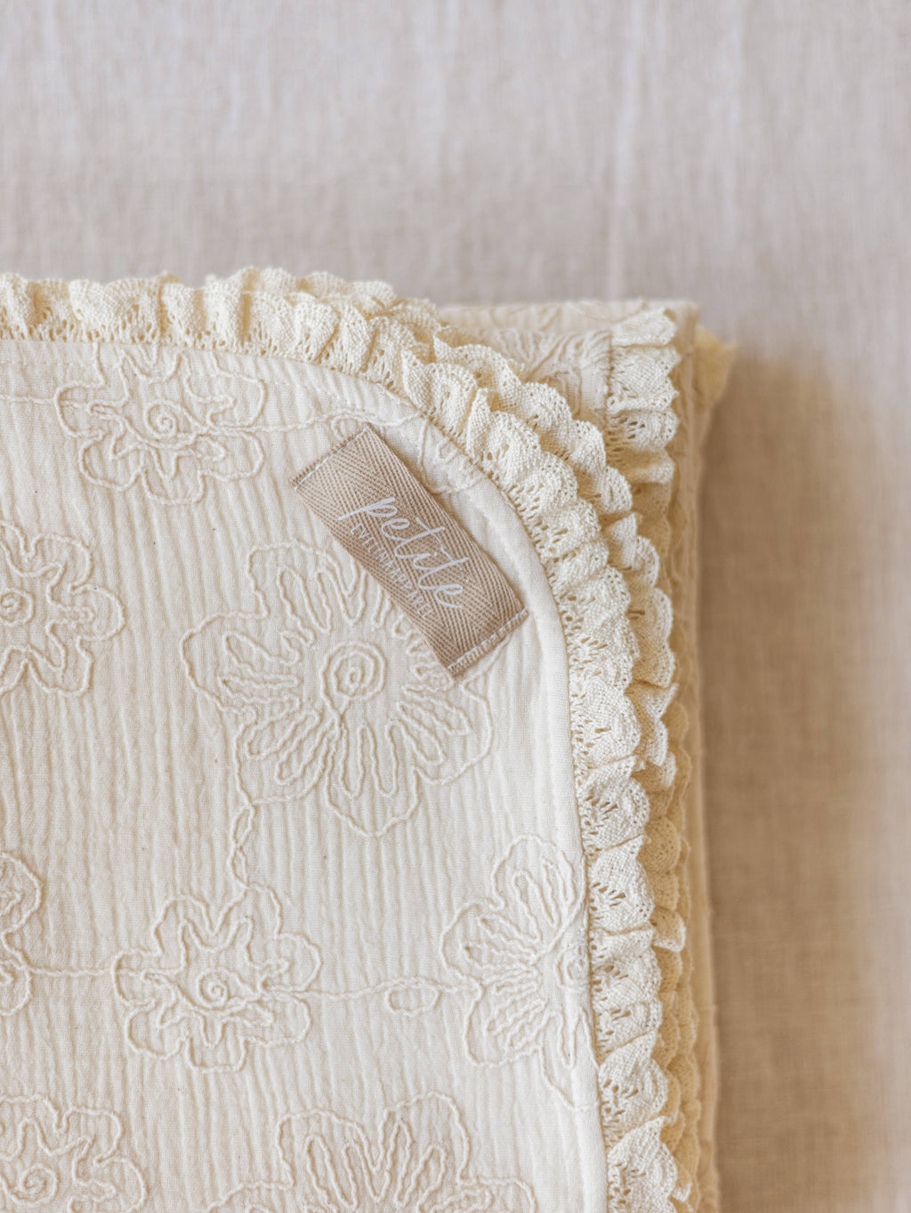 Muslin Blanket / Natural Embroidered: Large